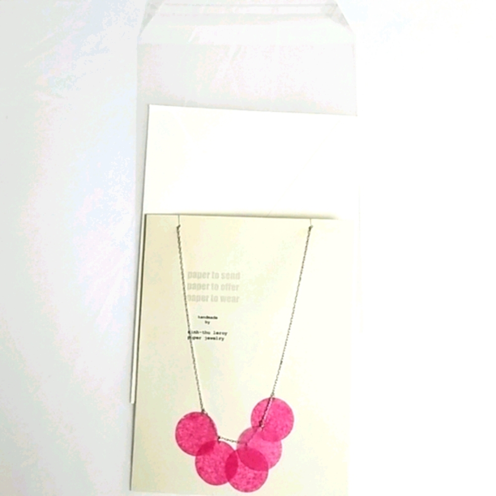 Pink Paper Necklace in a Greeting Card - Unique! - Picture 2 of 3